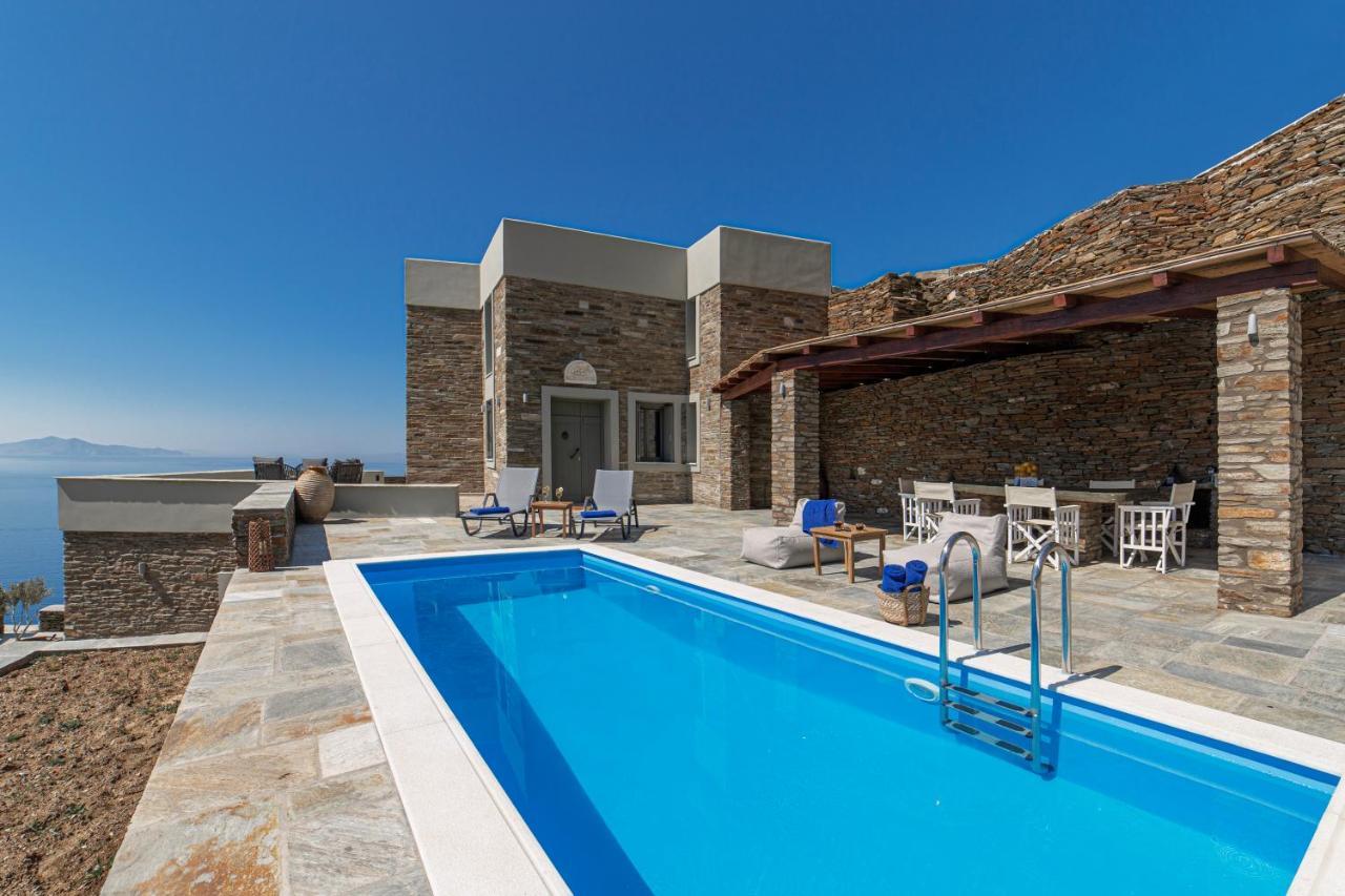 Acron Andros - Luxury Villa With Private Pool Korthio Buitenkant foto
